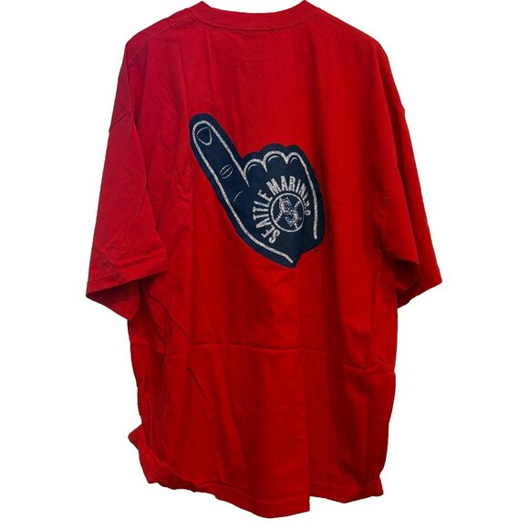 Vintage Nike Seattle Mariners T Shirt Mens 2XL Red MLB Baseball Foam Finger Y2K - Picture 1 of 5